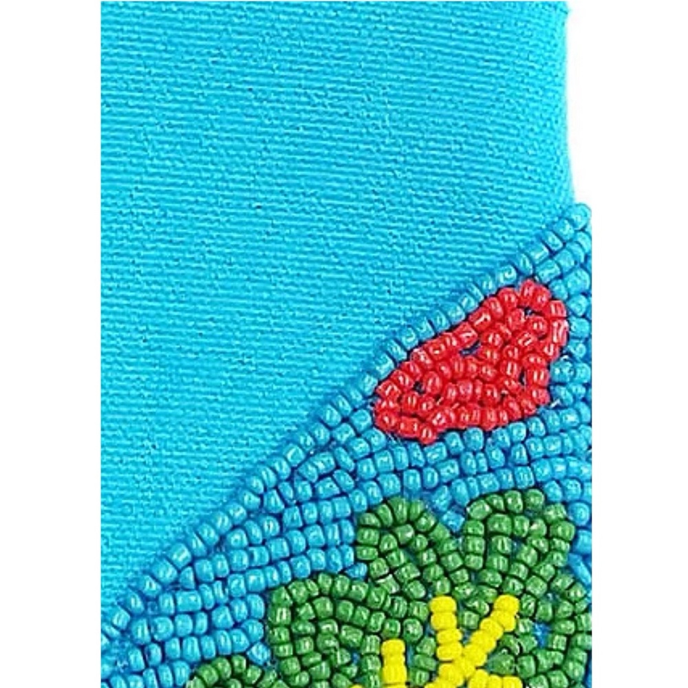 💕 ARATTA paradise hand embellished clutch flamingo print blue beaded NEW strap - Picture 5 of 7